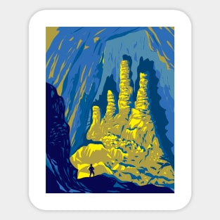 Hang Son Doong Cave Interior in Phong Nha-Ke Bang National Park Vietnam WPA Art Deco Poster Sticker